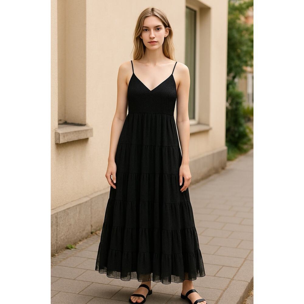 NWT Lulus Made to Be Magical Maxi‎ Dress XL Black Dotted Tulle Witchy Whimsygoth - Picture 2 of 16